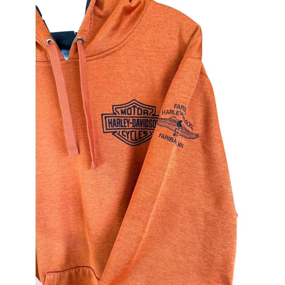 Harley Davidson Orange Long Sleeve Hoodie Graphic Print Sweatshirt Mens Large‎ - Picture 3 of 10